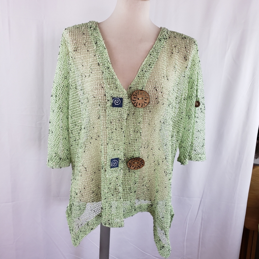 Phoenix Conexion Unique Front Button Soft Grn Top - image 2